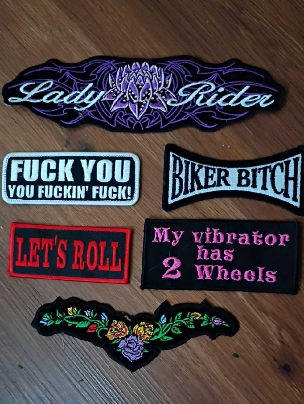 Embroidered 'Lady Rider' Purple Motorcycle Patch - Unbranded